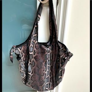 Kooba Leather Bag With Black Piping, Front Zippers